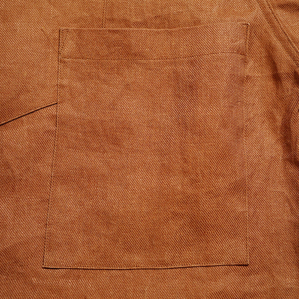 OX'ED SILVER / FISHERMAN ZIP UP SHIRT KAKISHIBU LINEN / BROWN