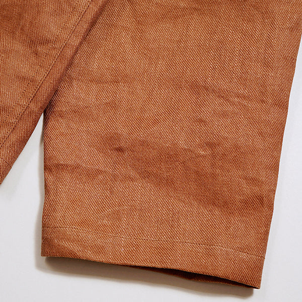 OX'ED SILVER / FISHERMAN ZIP UP SHIRT KAKISHIBU LINEN / BROWN