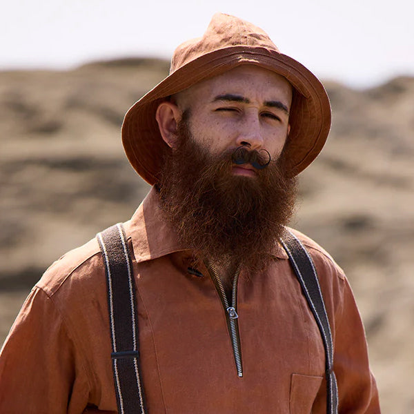 OX'ED SILVER / FISHERMAN HAT KAKISHIBU LINEN / BROWN