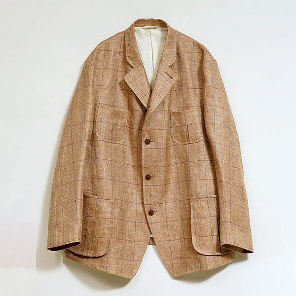 OX'ED SILVER / RANCH WORKER JACKET / HEMP LINEN CHECK / BROWN