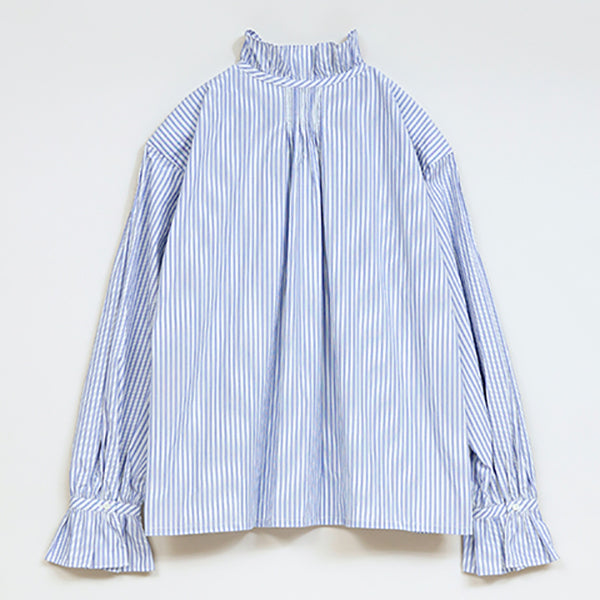 GATHER COLLAR BLOUSE STRIPE