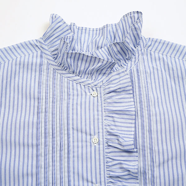 GATHER COLLAR BLOUSE STRIPE