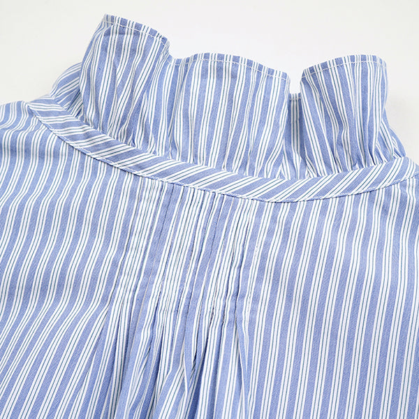 GATHER COLLAR BLOUSE STRIPE