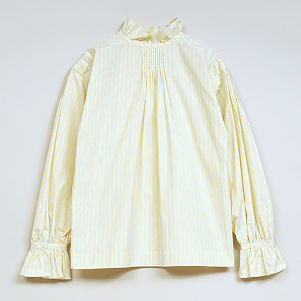 GATHER COLLAR BLOUSE STRIPE