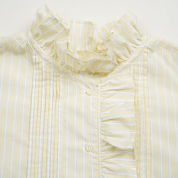 GATHER COLLAR BLOUSE STRIPE