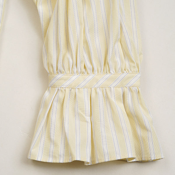 GATHER COLLAR BLOUSE STRIPE
