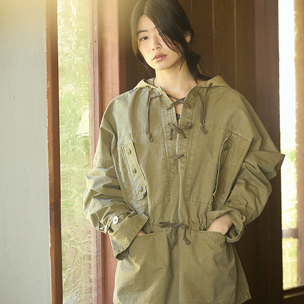 1950s GERMAN SMOCK RIPSTOP / GREEN