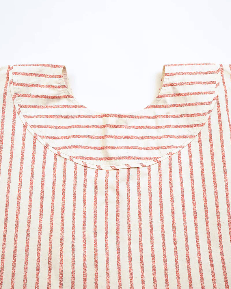 2WAY WORK DRESS STRIPE COTTON LINEN / STRIPE