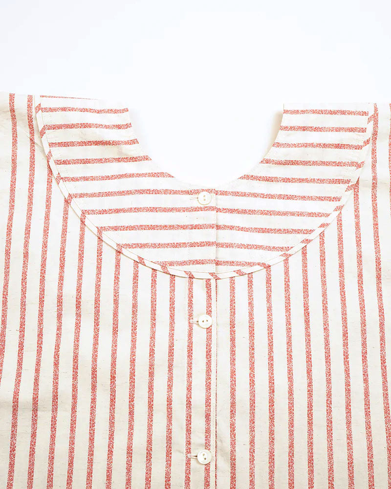 2WAY WORK DRESS STRIPE COTTON LINEN / STRIPE