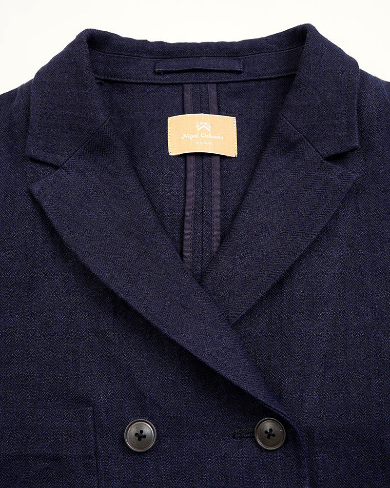 GENTLEMANS DB JACKET HERRINGBONE / DARK NAVY