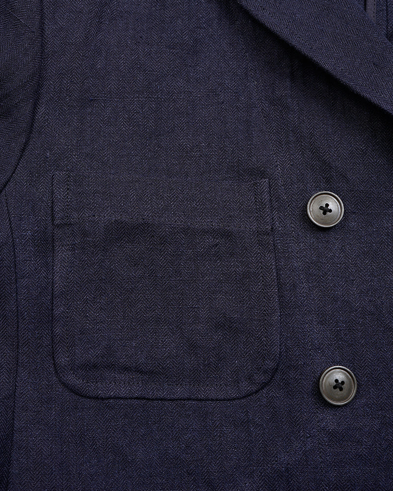 GENTLEMANS DB JACKET HERRINGBONE / DARK NAVY
