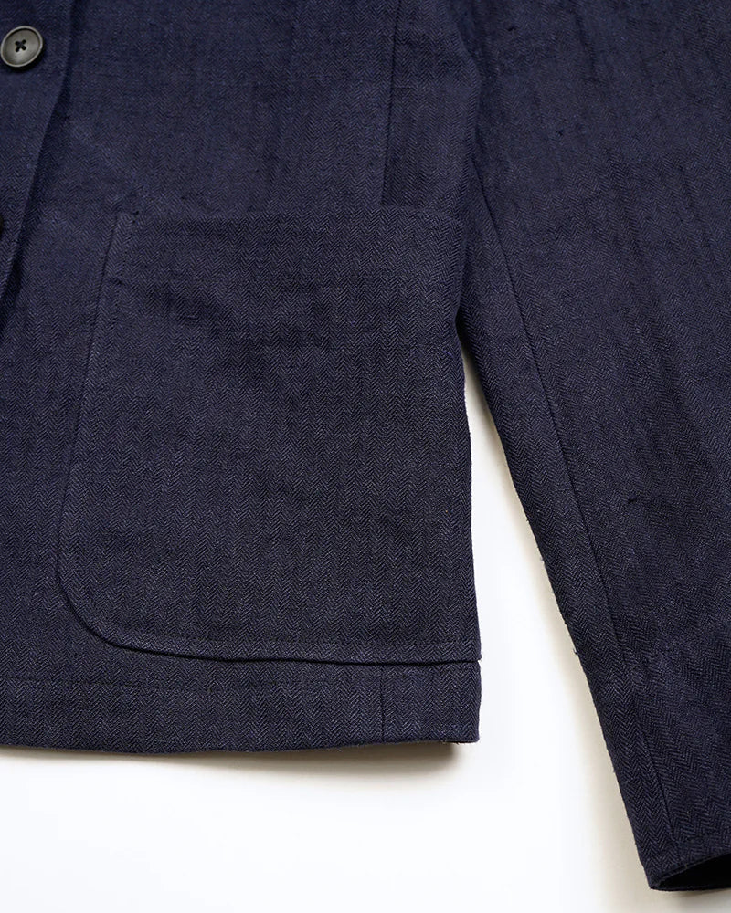 GENTLEMANS DB JACKET HERRINGBONE / DARK NAVY