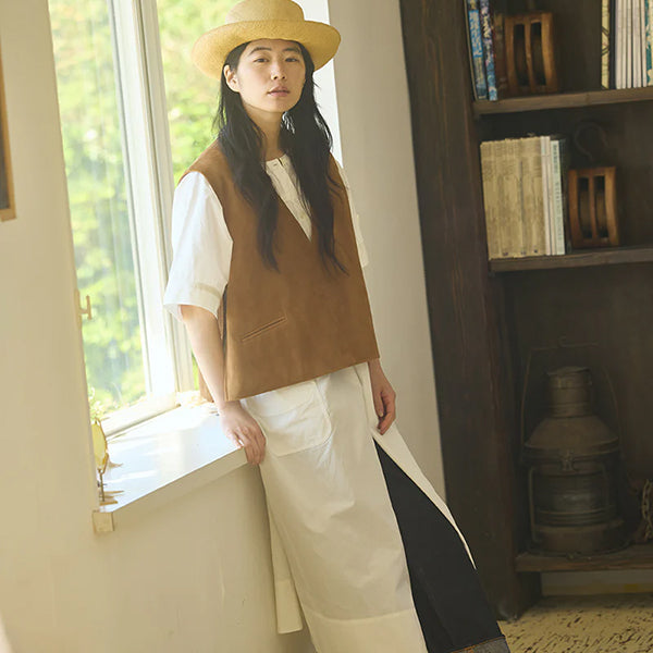 SHEEP SUEDE VEST / BROWN