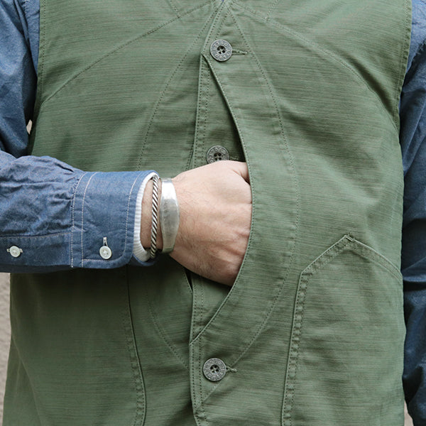 WORK SUIT VEST SLUB SATEEN