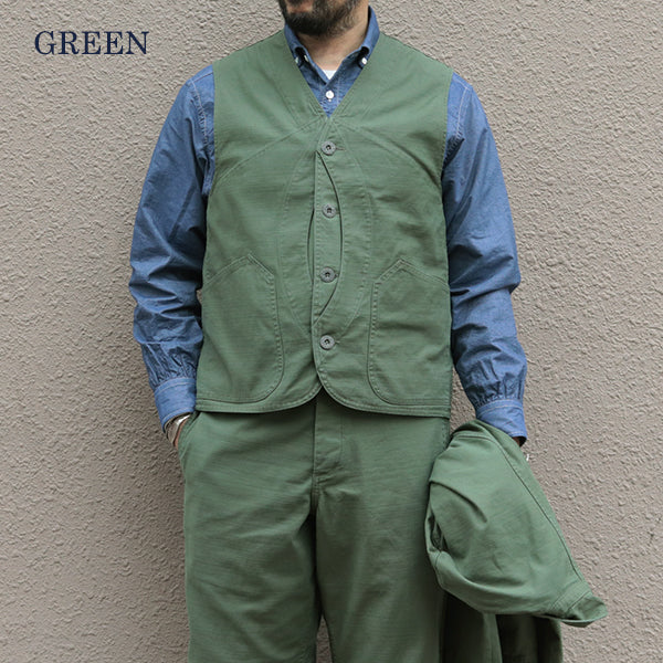 WORK SUIT VEST SLUB SATEEN