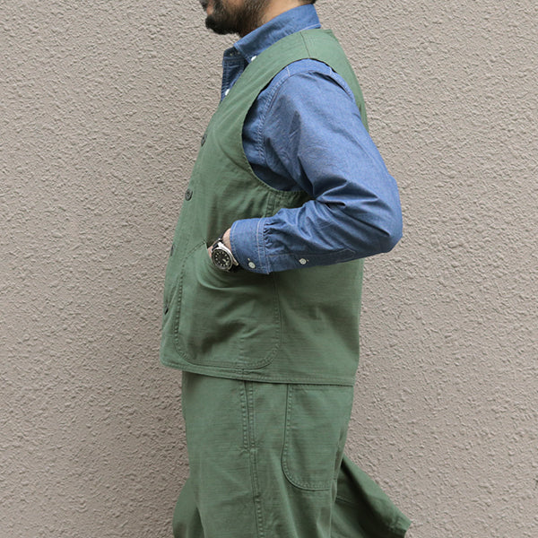 WORK SUIT VEST SLUB SATEEN