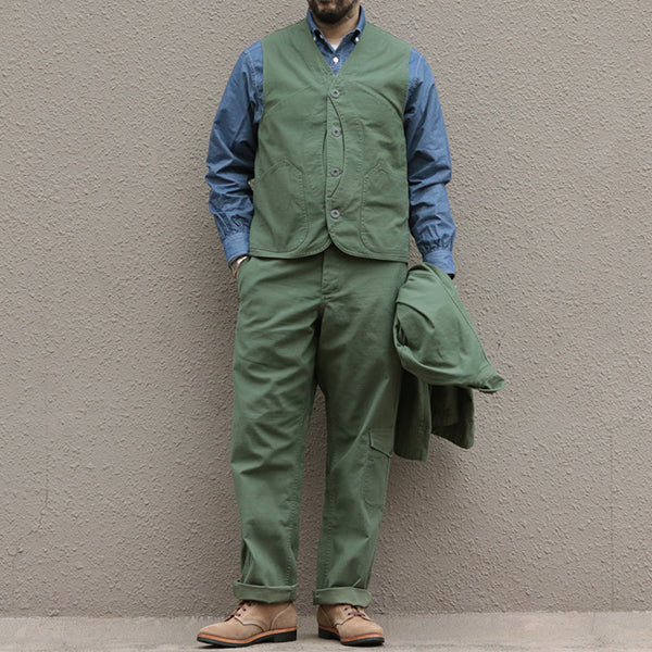 WORK SUIT VEST SLUB SATEEN