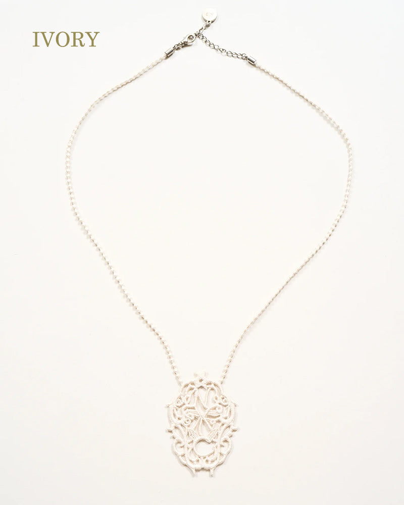 ANTIQUE LACE INITIAL LONG NECKLACE