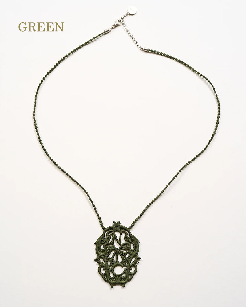 ANTIQUE LACE INITIAL LONG NECKLACE