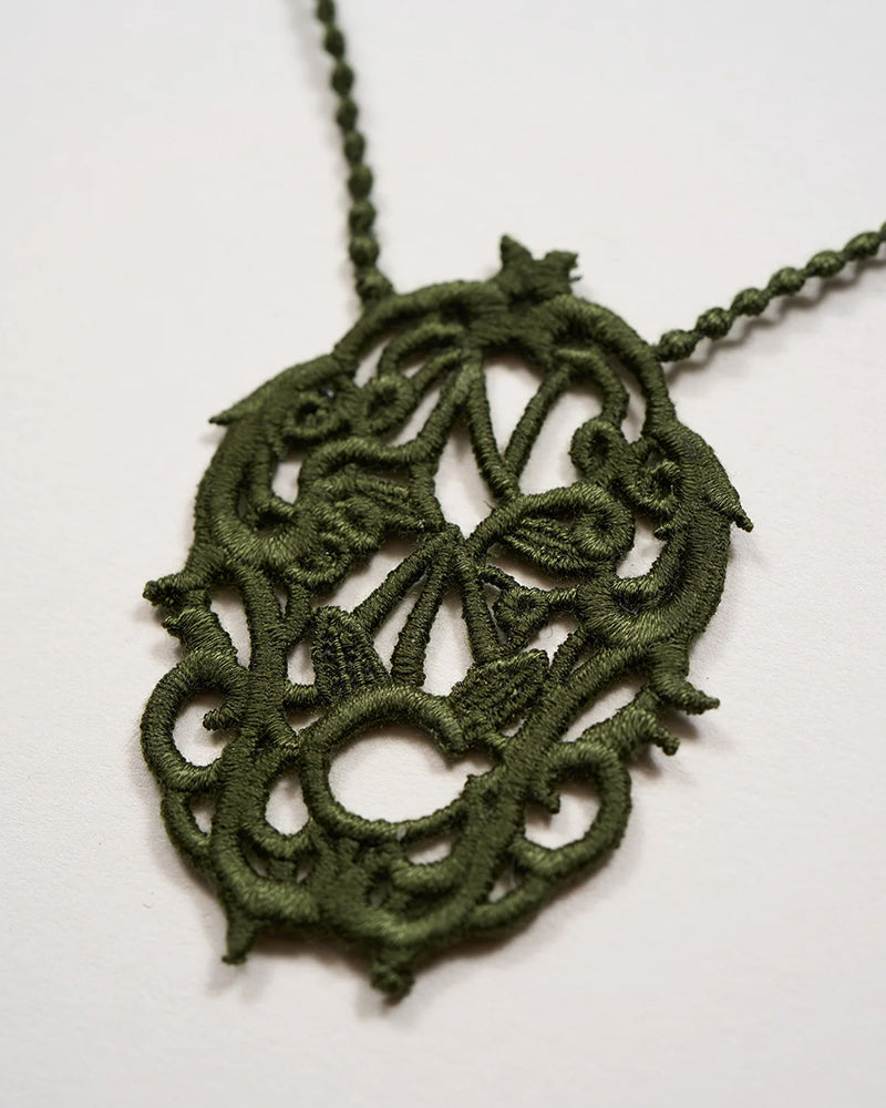 ANTIQUE LACE INITIAL LONG NECKLACE