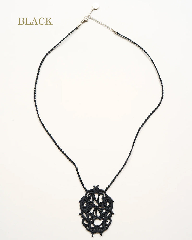 ANTIQUE LACE INITIAL LONG NECKLACE