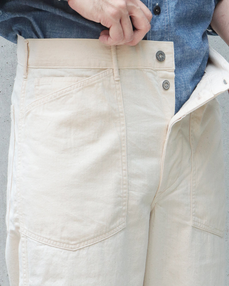 TROUSERS, WORKING, WHITE TWILL