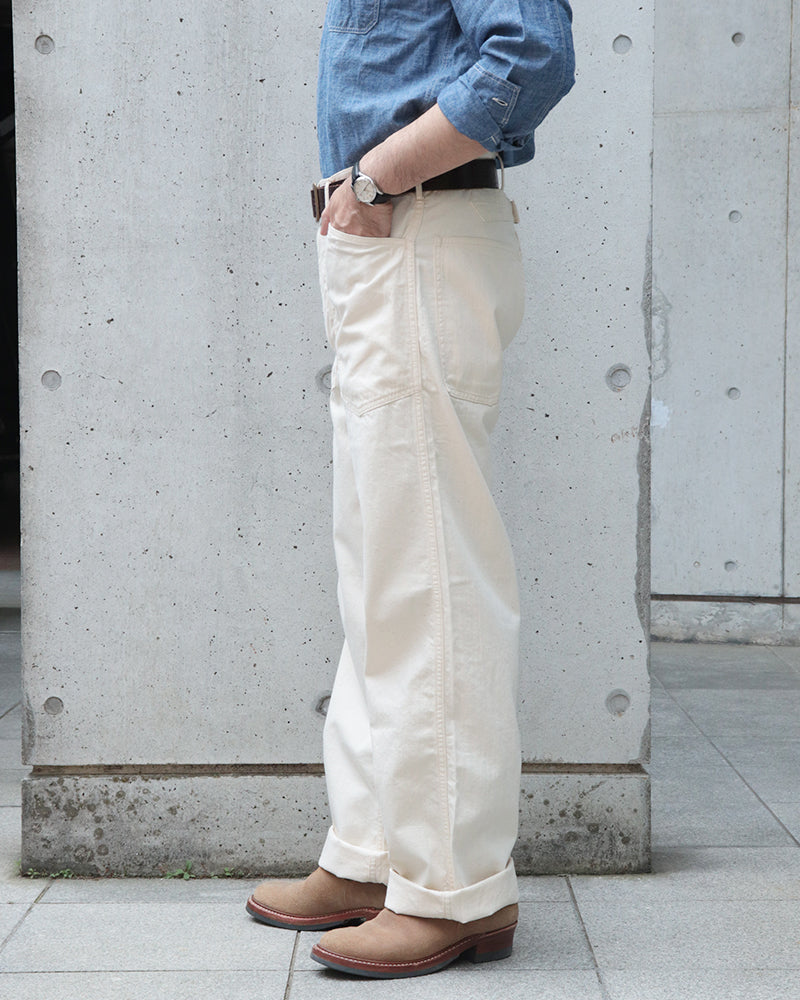 TROUSERS, WORKING, WHITE TWILL