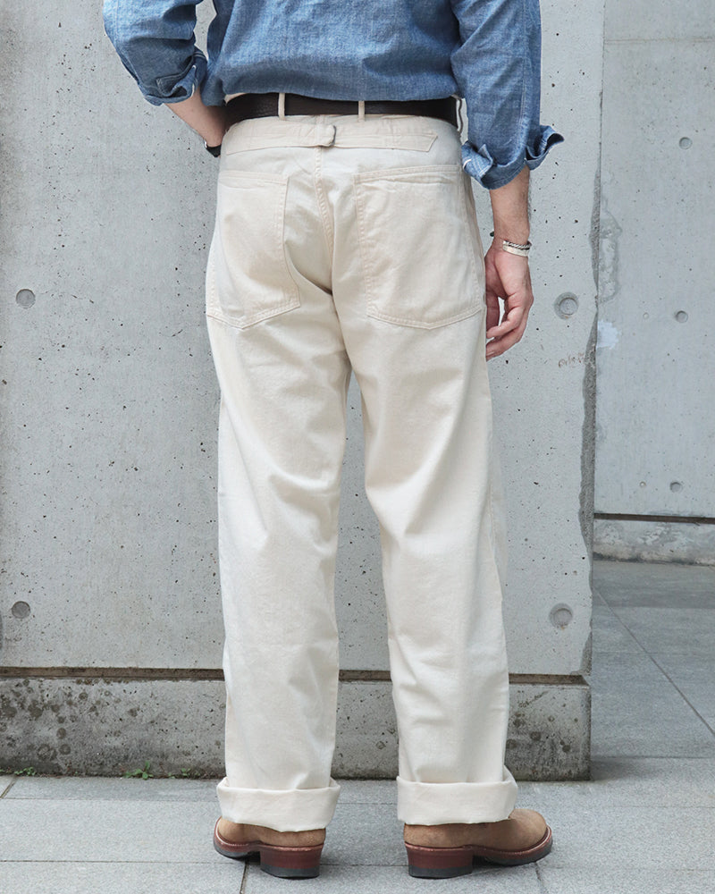 TROUSERS, WORKING, WHITE TWILL