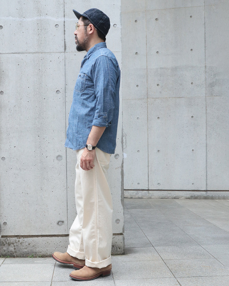 TROUSERS, WORKING, WHITE TWILL