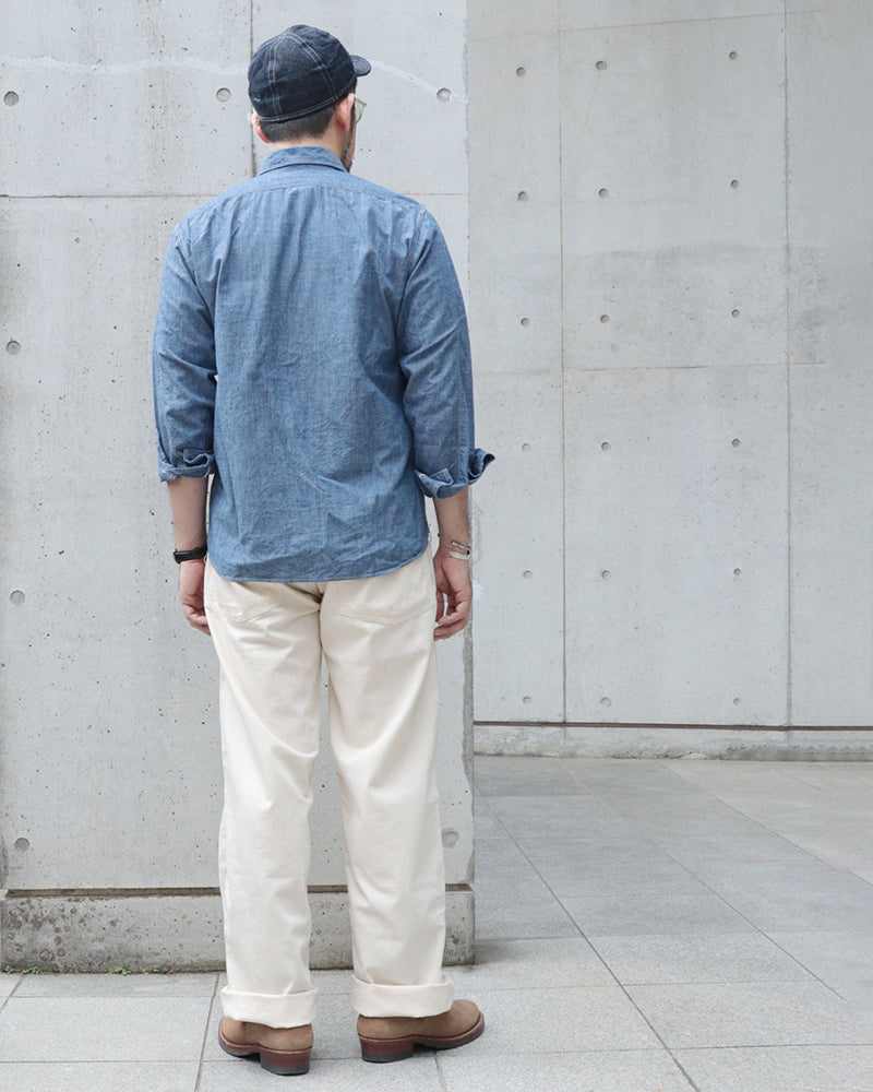 TROUSERS, WORKING, WHITE TWILL