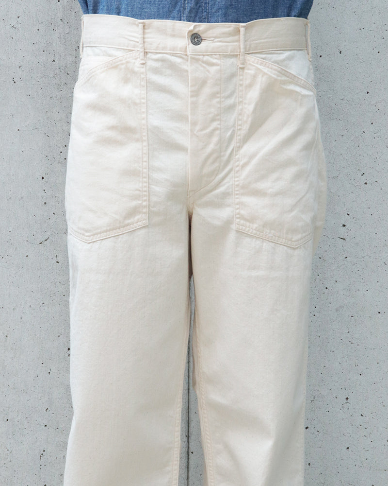 TROUSERS, WORKING, WHITE TWILL