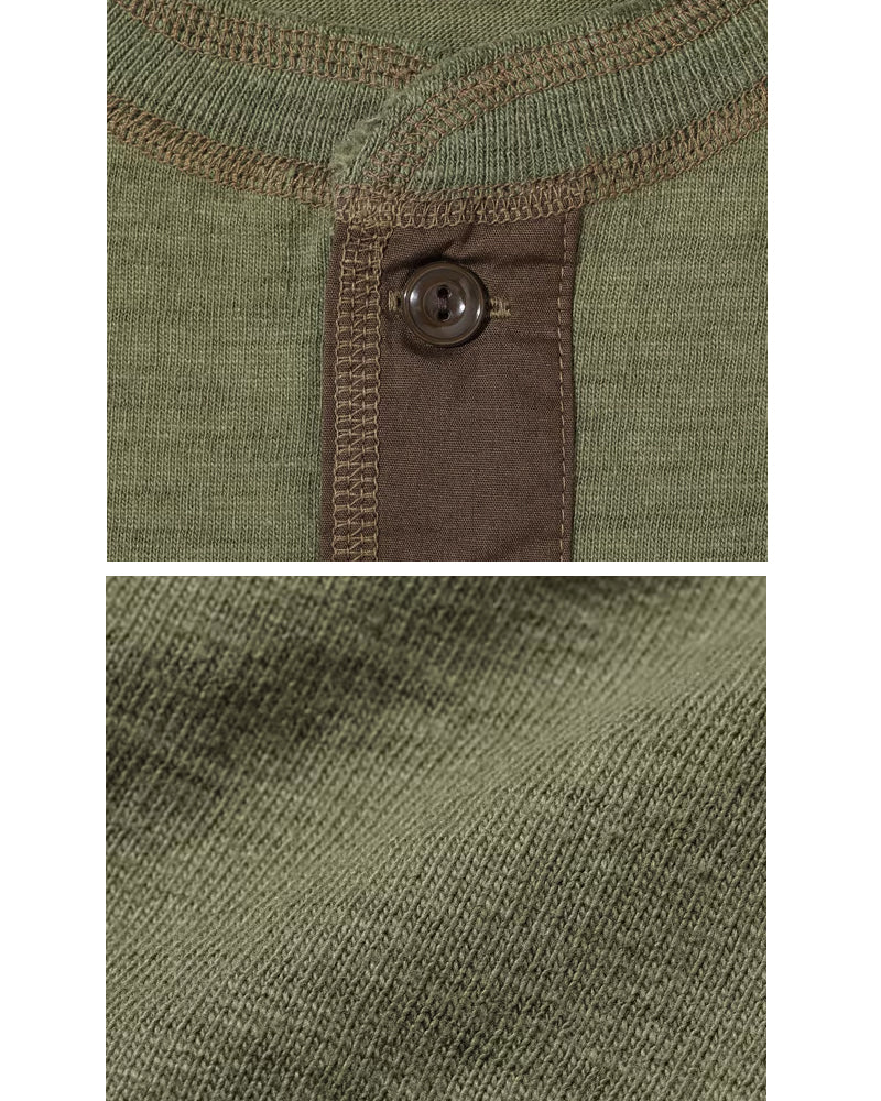 SLUB YARN HENLEY NECK T-SHIRT