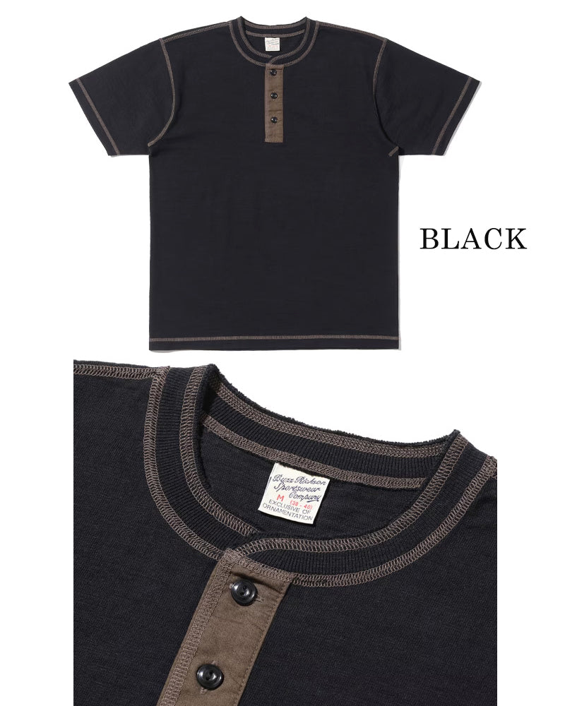 SLUB YARN HENLEY NECK T-SHIRT