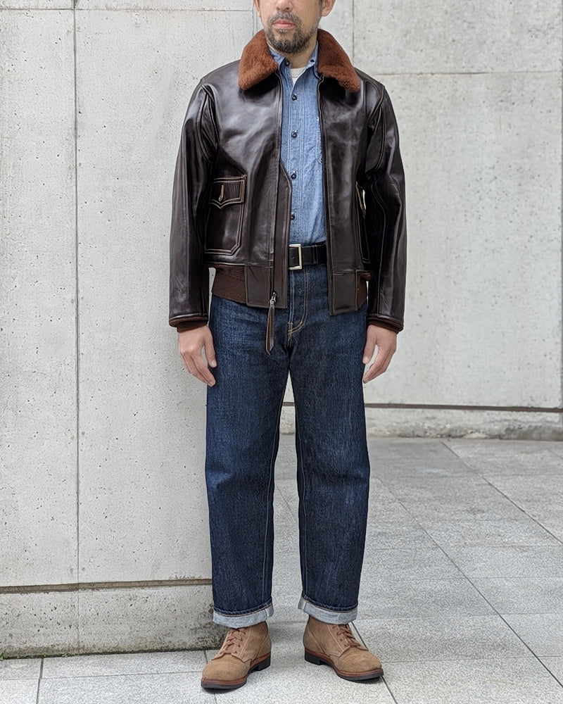 TYPE AN-J-3A / BUZZ RICKSON CO. HORSEHIDE MODEL / WILLIS & GEIGER CO. / DARK BROWN