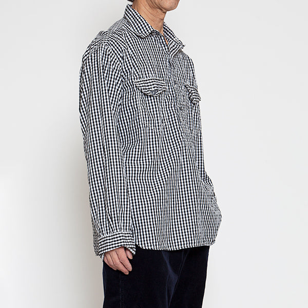 NAVY PULLOVER SHIRT / MONOTONE GINGHAM CHECK