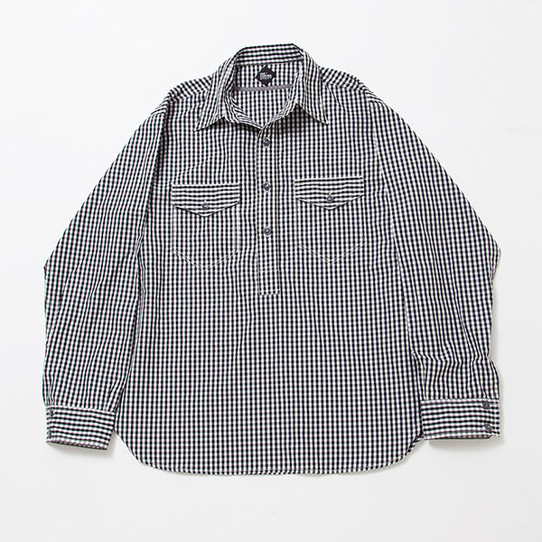 NAVY PULLOVER SHIRT / MONOTONE GINGHAM CHECK