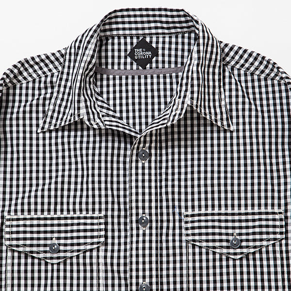 NAVY PULLOVER SHIRT / MONOTONE GINGHAM CHECK