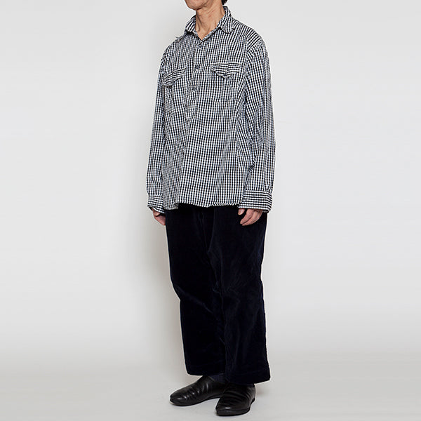 NAVY PULLOVER SHIRT / MONOTONE GINGHAM CHECK