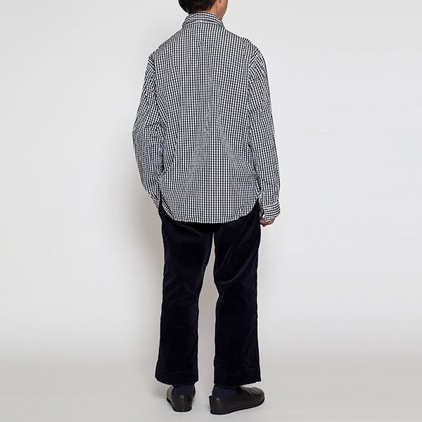 NAVY PULLOVER SHIRT / MONOTONE GINGHAM CHECK