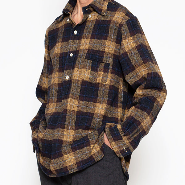 W.C.W SHIRT PULLOVER / COTTON CHECK/ YELLOW × BROWN