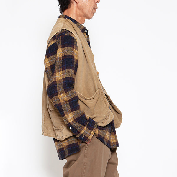 W.C.W SHIRT PULLOVER / COTTON CHECK/ YELLOW × BROWN