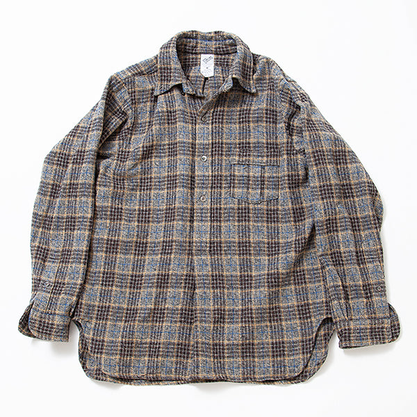 W.C.W SHIRT PULLOVER / CLO-MOR COTTON CHECK/ GRAY × BROWN