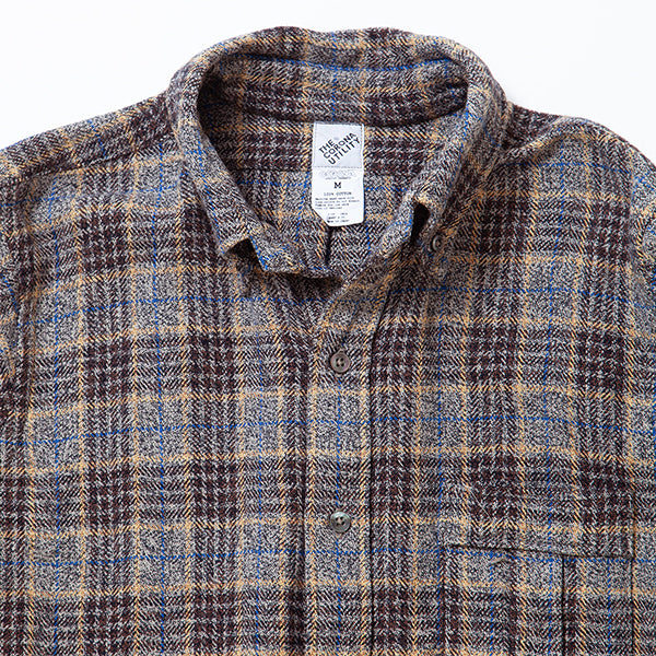 W.C.W SHIRT PULLOVER / CLO-MOR COTTON CHECK/ GRAY × BROWN