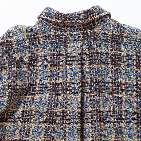 W.C.W SHIRT PULLOVER / CLO-MOR COTTON CHECK/ GRAY × BROWN
