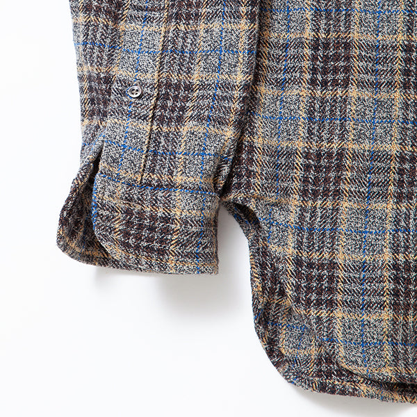 W.C.W SHIRT PULLOVER / CLO-MOR COTTON CHECK/ GRAY × BROWN
