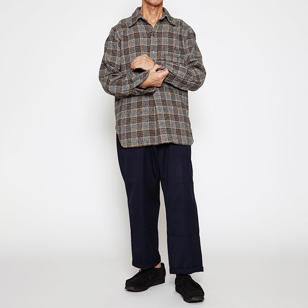 W.C.W SHIRT PULLOVER / CLO-MOR COTTON CHECK/ GRAY × BROWN