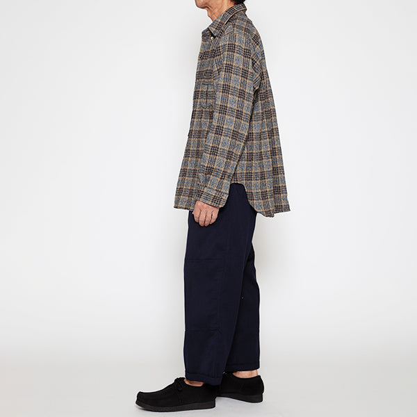 W.C.W SHIRT PULLOVER / CLO-MOR COTTON CHECK/ GRAY × BROWN