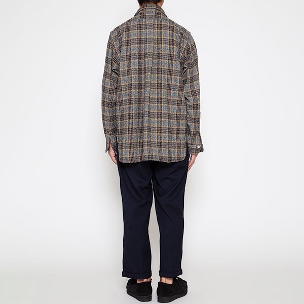 W.C.W SHIRT PULLOVER / CLO-MOR COTTON CHECK/ GRAY × BROWN