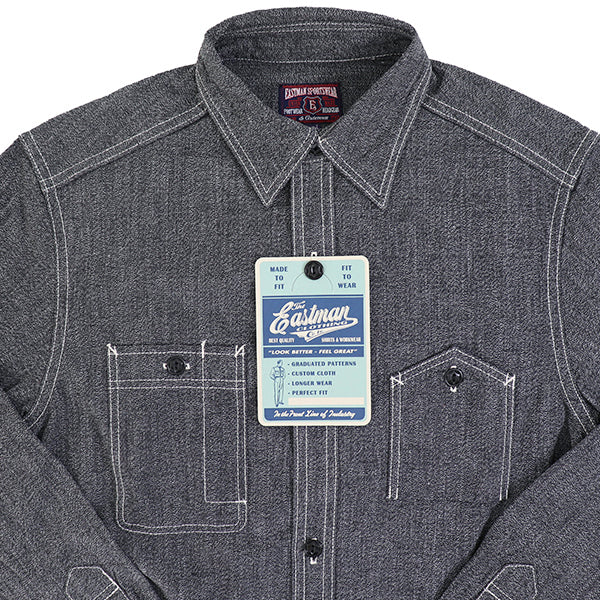 CHAMBRAY WORK SHIRT / 1940s STYLE WORK SHIRT / BLACK