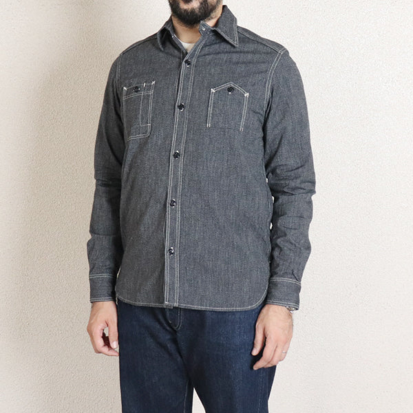 CHAMBRAY WORK SHIRT / 1940s STYLE WORK SHIRT / BLACK